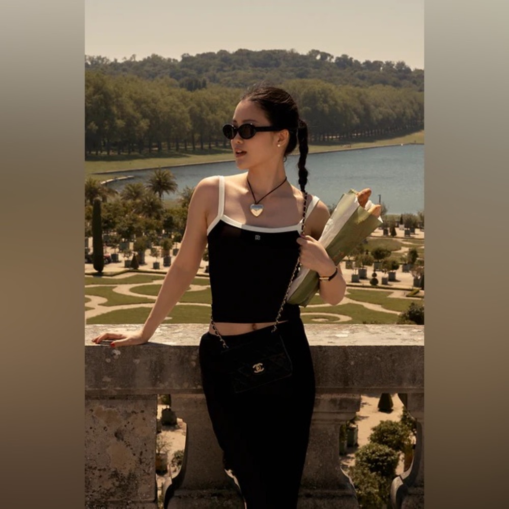 Little Puffy Dani Contrast Tank in Black